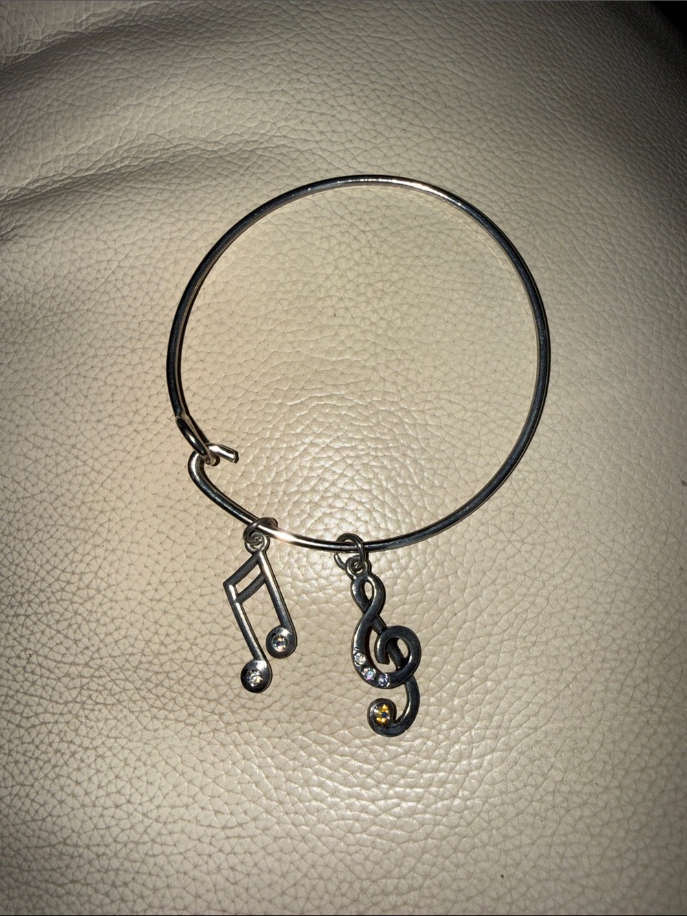 Silver-Tone Musical Note Charm Bangle Bracelet